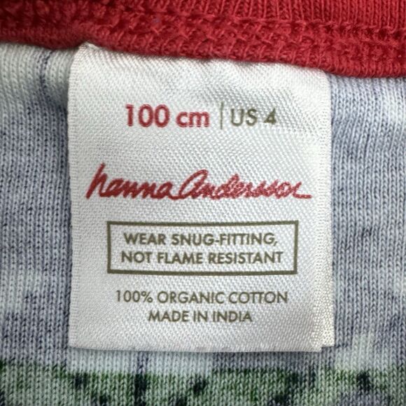 Hanna Andersson Kids Holiday Long John Pajama Set Size US 4 Blue Gnome Sweet - Picture 6 of 9